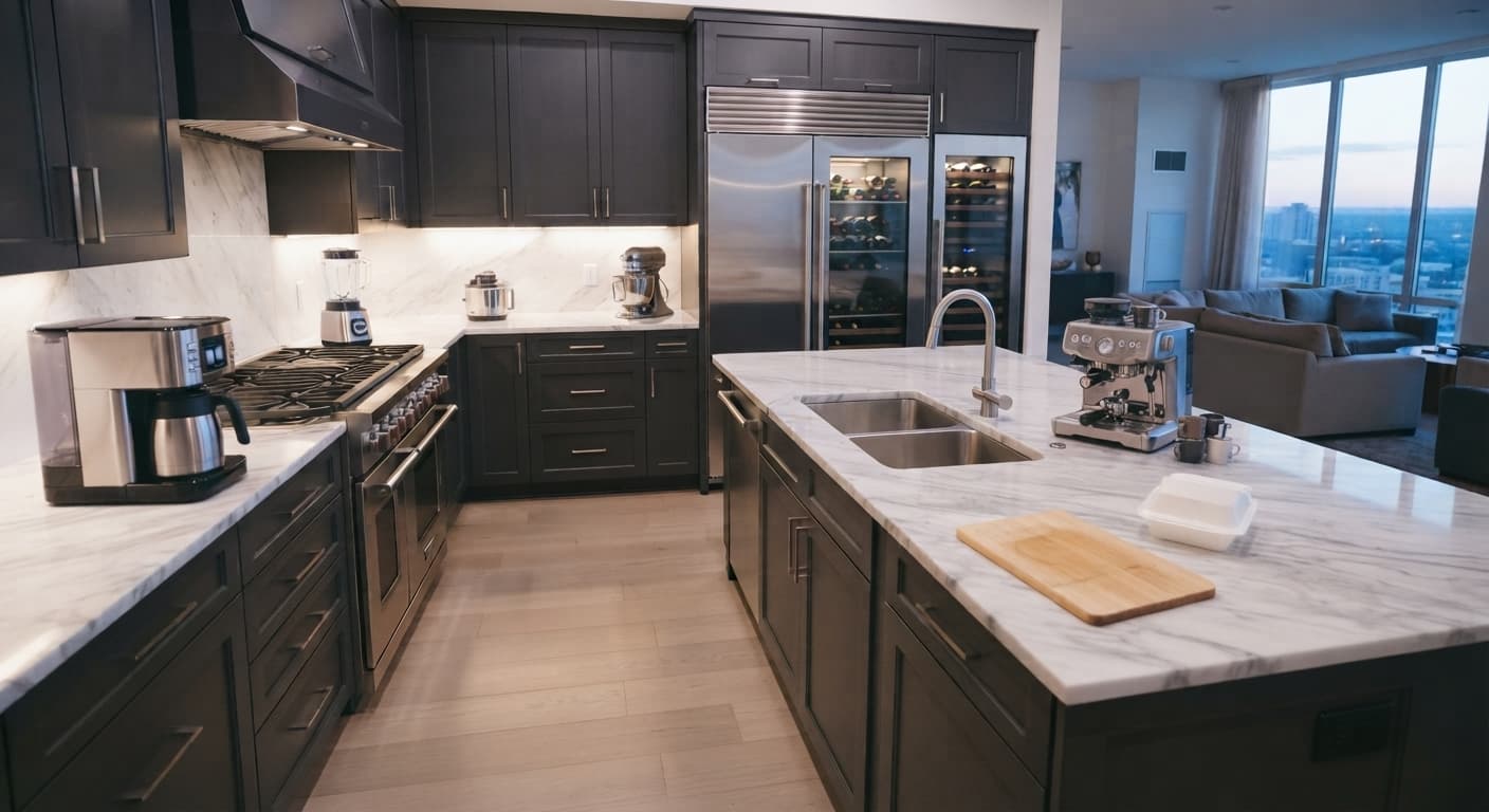 The same room spotless and organized after a Luxe cleaning
